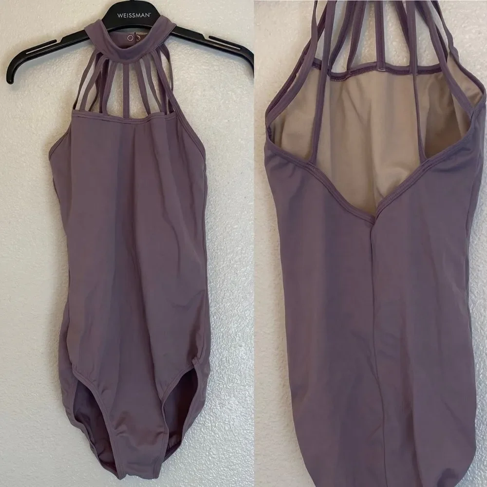 Weissman Balera dance costume lavender mauve Strappy Draped leotard SA adult